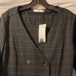 Mango Charcoal Checkered Women's dress